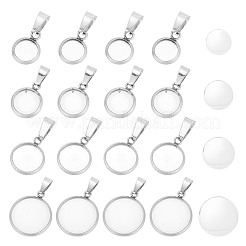 40 Stück 4 Stile 304 Edelstahl Anhänger Cabochon Einstellungen FIND-AR0004-27