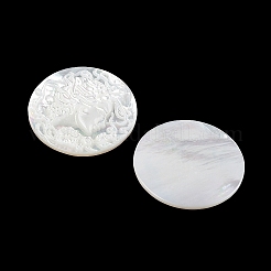 Natürliche weiße Muschel-Cabochons geschnitzt SSHEL-I026-03B-06