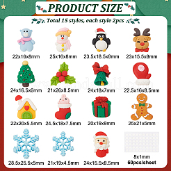30 stücke 15 arten weihnachtsthema opake harz cabochons CRES-BC0001-08
