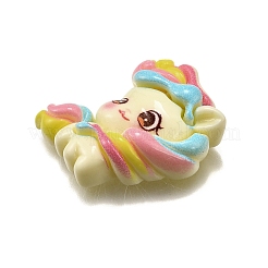 Einhorn undurchsichtige Decoden-Cabochons aus Harz CRES-F034-04