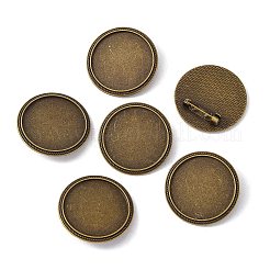 Flache runde tibetischer Stil Brosche Fassungen für Cabochon TIBE-S178-AB-NR
