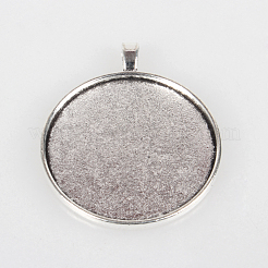 Tibetischen Stil Legierung Blume große Anhänger cabochon Fassungen TIBEP-O006-27AS