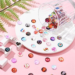 Valentinstag-Thema Flatback-Glascabochons GGLA-N005-12mm-02