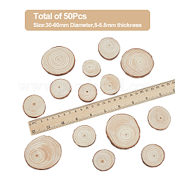 50 Stück unfertige Cabochons aus natürlichem Pappelholz WOOD-HY0001-02