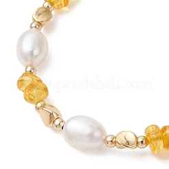 Браслеты из натурального янтаря и культивированного пресноводного жемчуга для женщин&nbsp;BJEW-JB13645