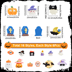 96 Stück 16 Stile Halloween Motiv opake Resin Decoden Cabochons CRES-SC0002-90