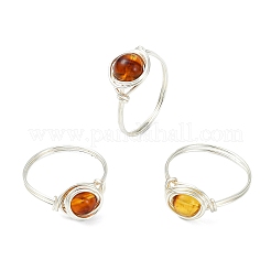 Кольца на палец из натурального янтаря&nbsp;RJEW-JR01040