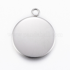Anlaufgeschützte Cabochonfassungen für Anhänger aus Edelstahl 304 X-STAS-E146-18P-18mm