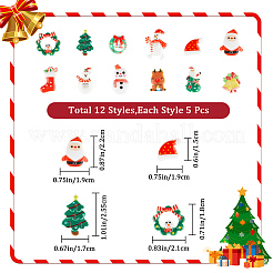 60 Stück 12 Stile Weihnachtsthema Harz Cabochon Sets CRES-GF0001-05