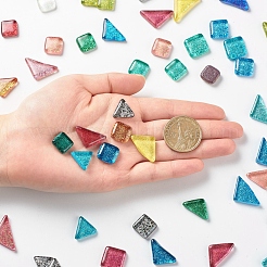 Mischform mit Glitzerpulver Mosaikfliesen Glascabochons DIY-P045-06