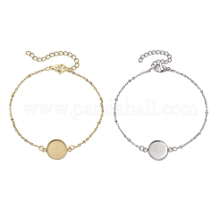 2 Stück 2 Farben 304 Edelstahl runde Cabochon-Fassung Armbänder BJEW-JB11091