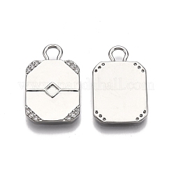 Cabochon-Anhänger mit Mikropavé aus Messing mit klaren Zirkonia-Anhängern KK-C005-11P