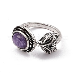 Кольца-манжеты из лисы с натуральным чароитом KK-A173-06AS-07