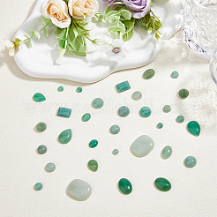 32 Stück 12 Stile natürliche grüne Aventurin-Cabochons G-FH0002-19