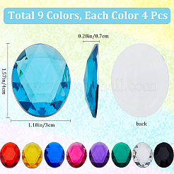 36 Stück 9 Farben Acryl-Strass-Cabochons mit flacher Rückseite. DIY-GF0009-16