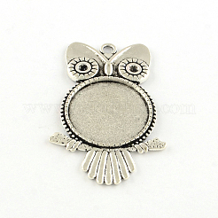 Lackiert Flach roound Legierung hängender Cabochon Fassungen TIBE-S297-07AS-LF