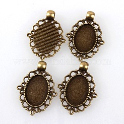 Antike tibetischer Legierung Anhänger Cabochon Lünette Fassungen X-TIBEP-M018-38AB-NF