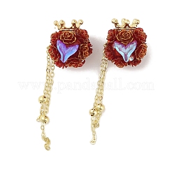 Handgemachte Blume Polymer Clay Strass Quaste baumeln Perlen CLAY-H003-02G-02