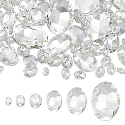 94 Stück 6 Stil Strass-Cabochons aus Glas mit spitzem Rücken RGLA-FG0001-23