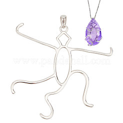 1 Stück rhodiniert 925 Sterling Silber 5 Krallen Zinken Anhänger Rohling ovale Form Cabochon Fassungen STER-BC0002-10B-P