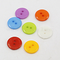 Acrylic Buttons, 2-Hole, Dyed, Flat Round, Mixed Color, 12x2mm, Hole: 1.5mm
