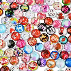 Valentinstag-Thema Flatback-Glascabochons GGLA-N005-12mm-02