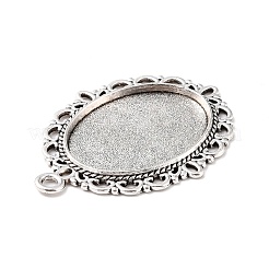 Tibetischer Stil oval Legierung Anhänger Fassungen TIBEP-Q054-44AS-A