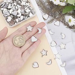 120 Stück 3 Stile 304 Edelstahl Anhänger Cabochon Einstellungen STAS-UN0020-85P