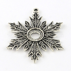 Legierungsanhänger Cabochon mit offenem Rücken im tibetischen Schneeflockenstil TIBEP-S295-62AS-RS