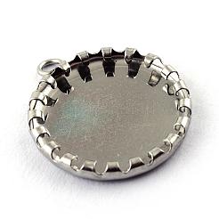 Anlaufgeschützter Anhänger aus Edelstahl 304 mit Cabochon-Fassungen und offener Rückseite STAS-Q194-15