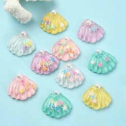 10 Stück 5 Farben Ozean-Thema durchscheinende Harz-Cabochons RESI-YW0001-52