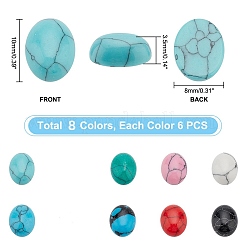 48 Stück 8 Farben gefärbte synthetische türkisfarbene Cabochons G-PH0036-03