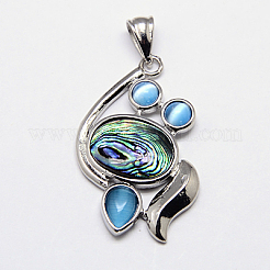 Abalone Muschel / Paua Muschel Anhänger SSHEL-F0001-12