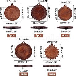 30 Stück Cabochon-Fassungen für Anhänger aus Holz in 5 Stilen WOOD-FH0001-95