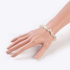 Natürlichen weißen Mondstein Stretch-Armbänder BJEW-JB03681-09