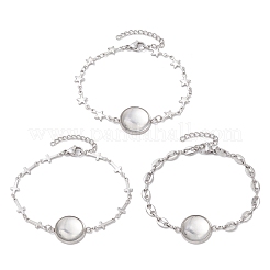Anlaufbeständiges 3-tlg. 3 Stile Edelstahlarmband Stern & Oval & Querverbindung Armbandherstellung mit Tablett BJEW-JB10532