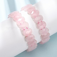 Эластичные браслеты из натурального розового кварца с гранеными бусинами для женщин&nbsp;BJEW-K251-07R