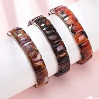 Браслеты из окрашенного и термически обработанного натурального полосатого агата с ограненными бусинами&nbsp;BJEW-K251-08F