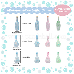 30 Stück 15 Stile Dummy-Flasche transparent Harz Cabochon RESI-FH0001-52