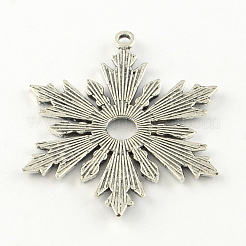 Legierungsanhänger Cabochon mit offenem Rücken im tibetischen Schneeflockenstil TIBEP-S295-62AS-RS