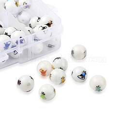 80pcs 8 Farben Weihnachten undurchsichtige Glasperlen EGLA-YW0001-07