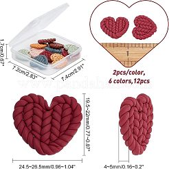 12pcs 6 Farben handgemachte Fimo Cabochons CLAY-CA0001-17