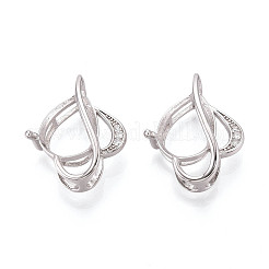 925 Sterling Silber Micro Pave klar Zirkonia Anhänger Krallen Cabochon Fassungen STER-N016-46P