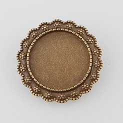Antike Legierungblumenbrosche Cabochon Lünette Fassungen X-PALLOY-O038-29AB-NF