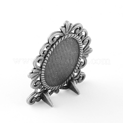 Tibetischen Stil Legierungsspiegel cabochon Fassungen TIBEP-S293-081AS-LF
