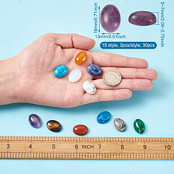 30 Stück Cabochons aus natürlichen und synthetischen Edelsteinen im 15-Stil G-KS0001-08