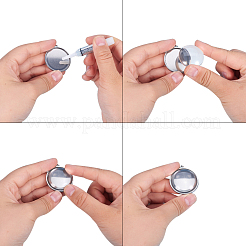Cabochon-Fassungen für Anhänger aus Edelstahl 304 und klarem halbrundem Glascabochon STAS-X0017-12P-16mm