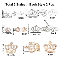 10 stücke 5 stil legierung strass cabochons ALRI-SC0001-18
