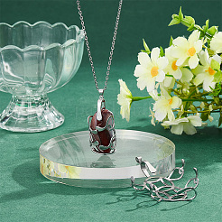 2 Stück 2 Stile rhodiniert 925 Sterling Silber 6 Krallen Zinken Anhänger Blanko Münzform Cabochon Fassungen FIND-GO0001-71