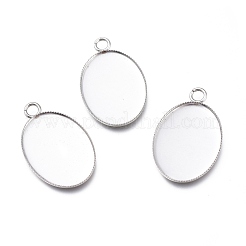 Anlaufgeschützte Cabochon-Fassungen für Anhänger aus Edelstahl 304 für Modeschmuck X-STAS-M283-03P-C